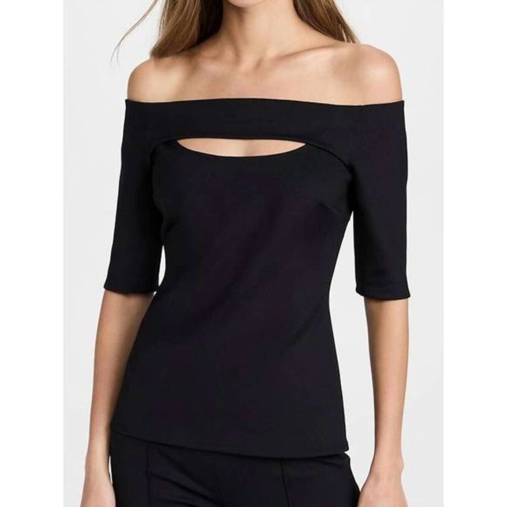 NEW Rosetta Getty Cutout Off The Shoulder top - Black - Size M